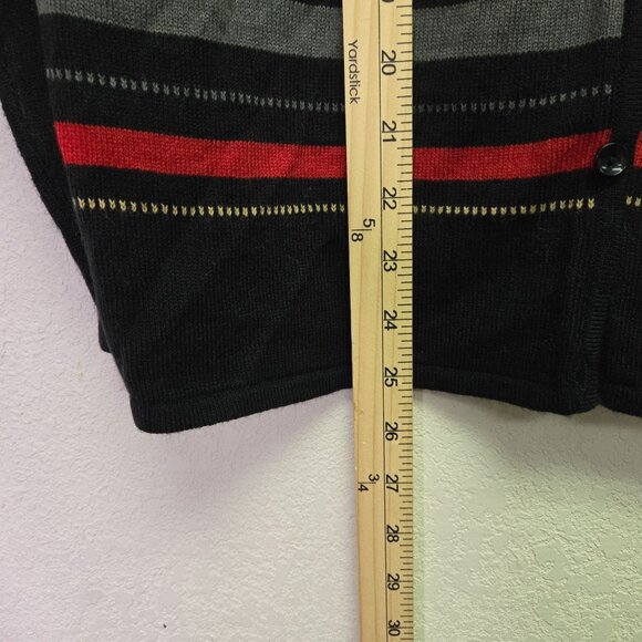 Vintage Fair Isle Granny Core Holiday Christmas Womens Striped Cardigan Sweater - Picture 4 of 7